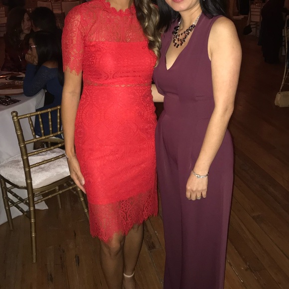 Lulu's Red Lace Dress - Picture 2 of 8